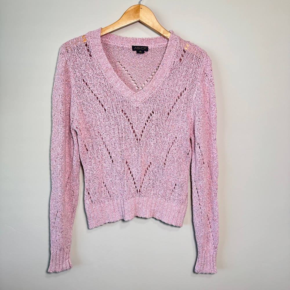As by Df Womens Pink Long Sleeve Pullover Knit Sweater Top Size XS - Picture 2 of 10